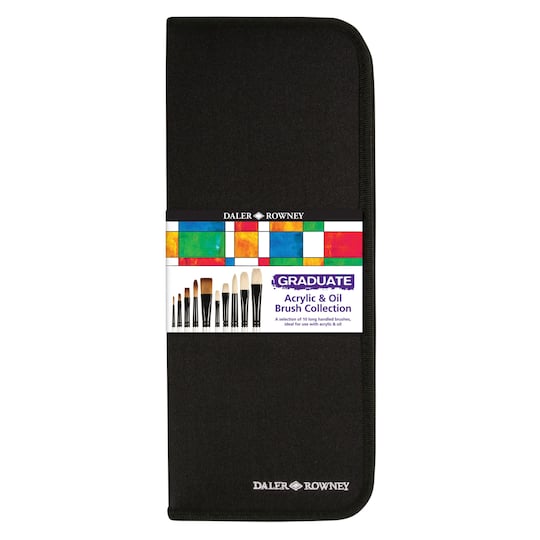 Daler‑Rowney® Graduate Artist's Long Handle Synthetic Paintbrushes Set with Zip Case